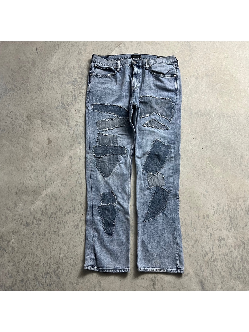 VTG Y2K Bullhead Patchwork Slim Jeans Mens Sz. 36X32 (Fits 36X30) Distressed